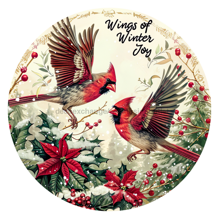 Christmas Cardinals, DCO-102648-D, Sign For Wreath, 10" Wood Sign