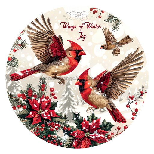 Christmas Cardinals, DCO-102649-D, Sign For Wreath, 10" Wood Sign