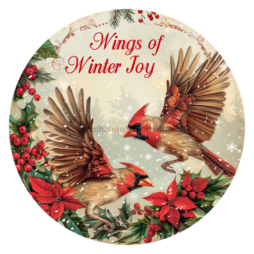 Christmas Cardinals, DCO-102651, Sign For Wreath, 10" Metal Sign