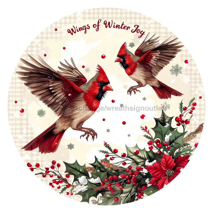 Christmas Cardinals, DCO-102652, Sign For Wreath, 10" Metal Sign