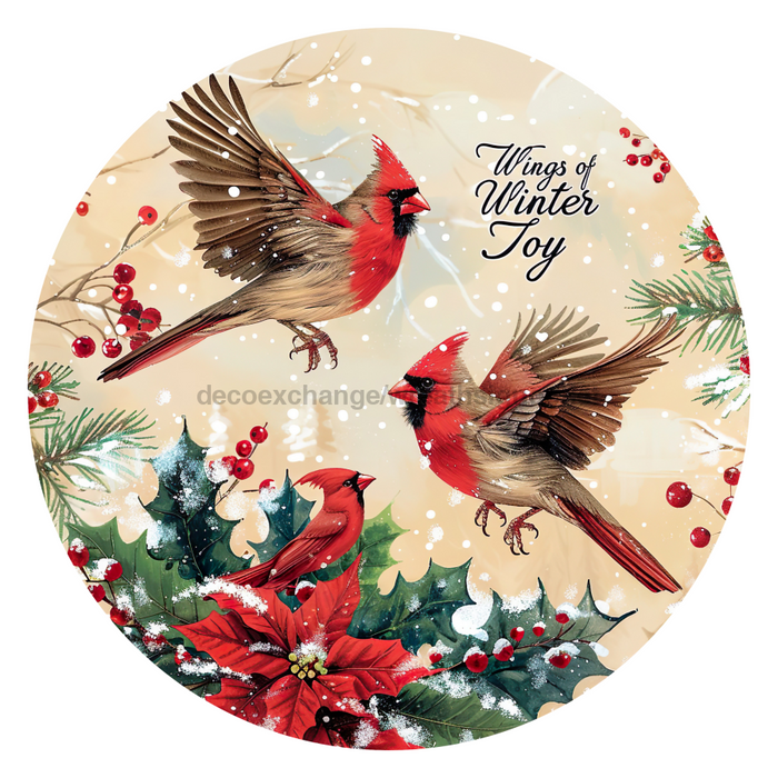 Christmas Cardinals, DCO-102653-D, Sign For Wreath, 18" Door Hanger