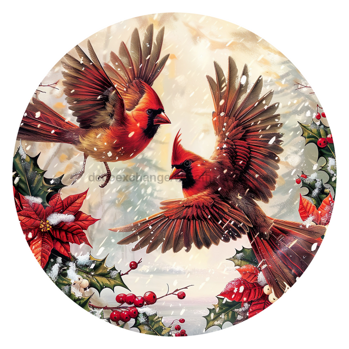 Christmas Cardinals, DCO-102654, Sign For Wreath, 10" Metal Sign