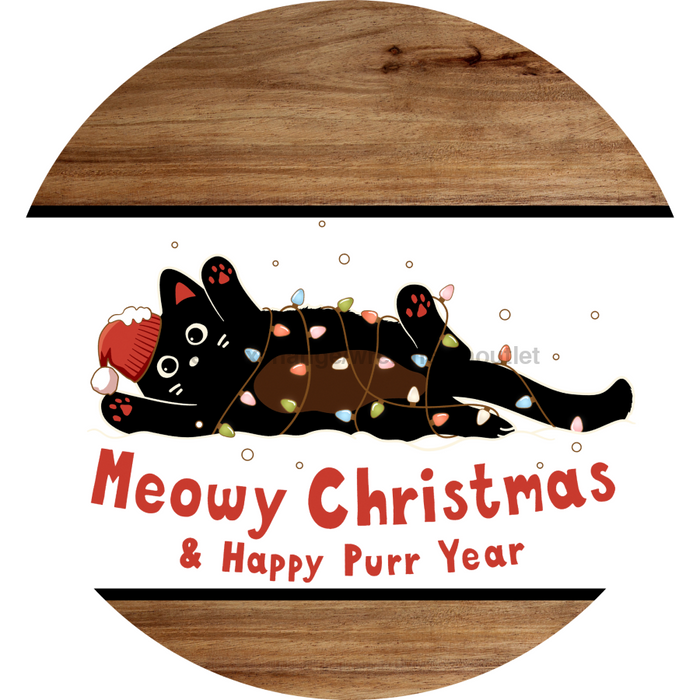 Christmas Cat, DCO-102838-DH, Sign For Wreath, 18" Door Hanger