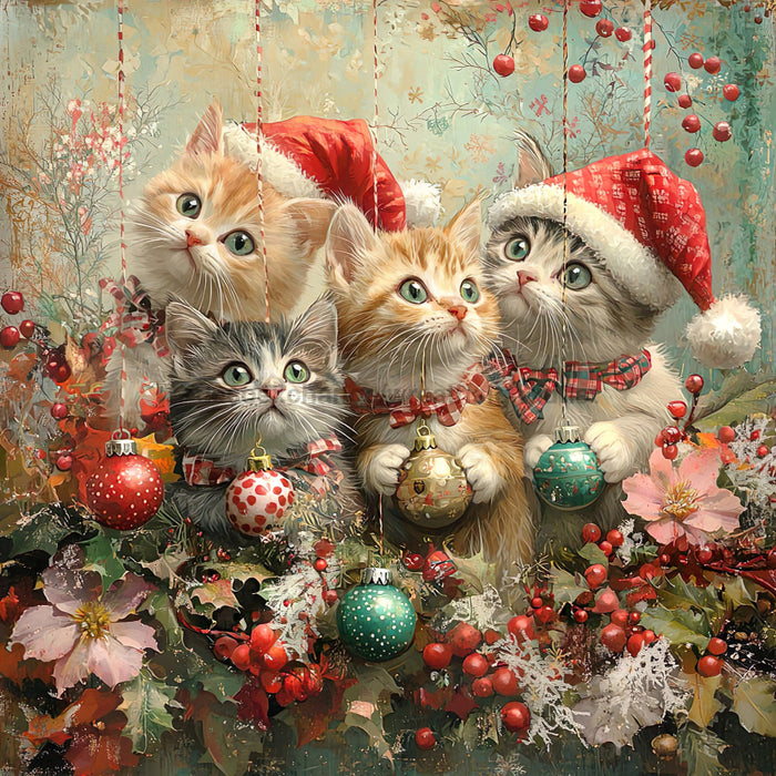 Christmas Cat Sign, DCO-102407, Sign For Wreath, 10x10in Metal Sign