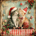 Christmas Cat Sign, DCO-102408, Sign For Wreath, 10x10in Metal Sign
