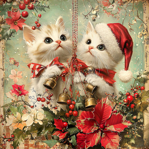 Christmas Cat Sign, DCO-102417, Sign For Wreath, 10x10in Metal Sign