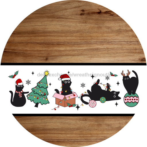 Christmas Cat Sign, DCO-102831-DH, Sign For Wreath, 18" Door Hanger