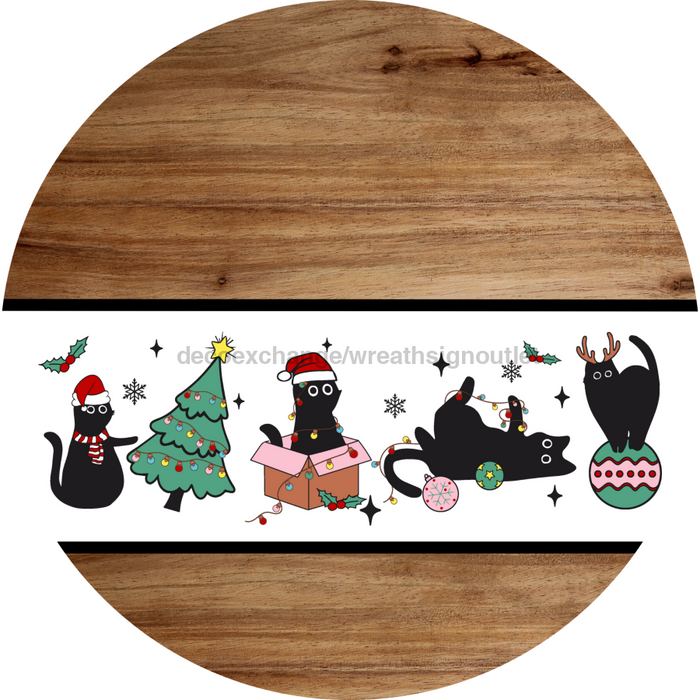 Christmas Cat Sign, DCO-102831-DH, Sign For Wreath, 18" Door Hanger