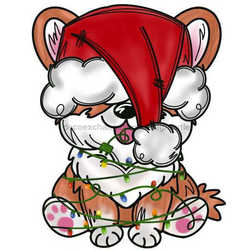 Christmas Dog Corgi Door Hanger Mj-W-00073-Dh 22’ Wood