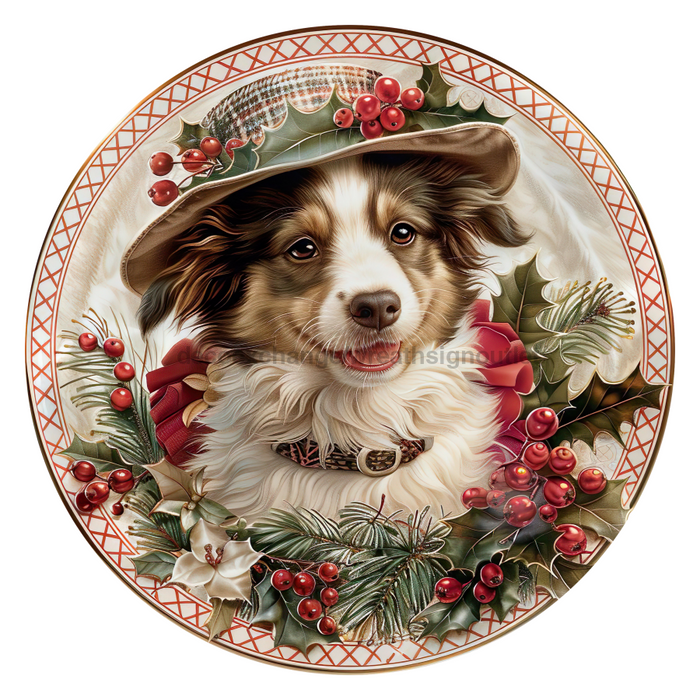 Christmas Dog, DCO-102727-D, Sign For Wreath, 18" Door Hanger