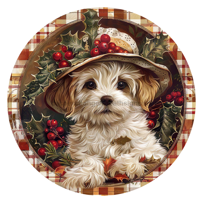 Christmas Dog, DCO-102729-D, Sign For Wreath, 18" Door Hanger