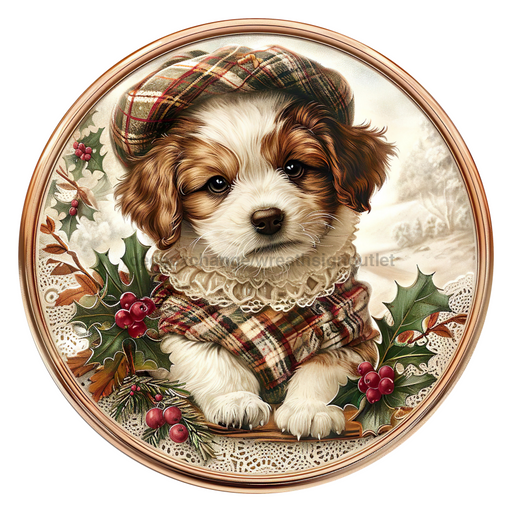 Christmas Dog, DCO-102731, Sign For Wreath, 10" Metal Sign