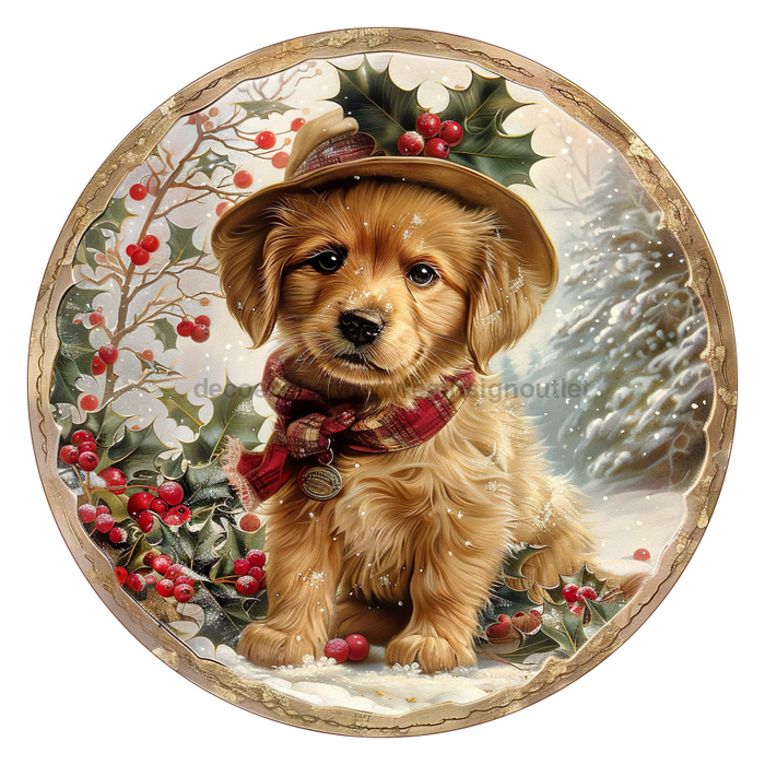 Christmas Dog, DCO-102735-D, Sign For Wreath, 18" Door Hanger