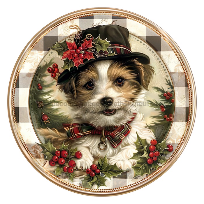 Christmas Dog, DCO-102741-D, Sign For Wreath, 18" Door Hanger