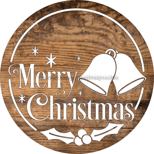 Christmas Door Hanger Merry Wood Grain Decoe-2651 Round Sign 18