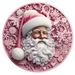 Christmas Door Hanger, Pink Santa, DECOE-4659, Sign For Wreath, 18" Wood Round - DecoExchange®