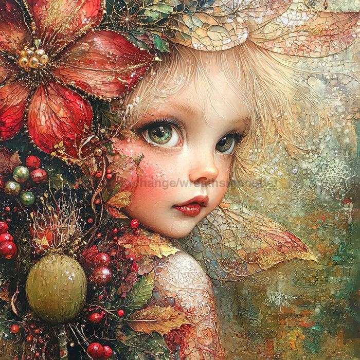 Christmas Fairy, DCO-102137, Sign For Wreath, 10x10in Metal Sign