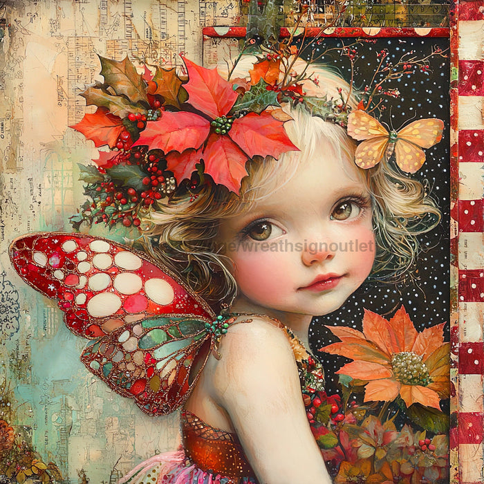 Christmas Fairy, DCO-102138, Sign For Wreath, 10x10in Metal Sign
