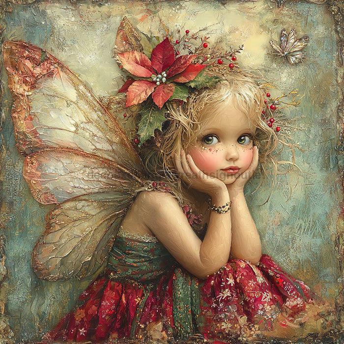 Christmas Fairy, DCO-102149, Sign For Wreath, 10x10in Metal Sign