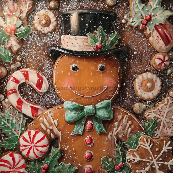 Christmas Gingerbread Sign, DCO-102587, Sign For Wreath, 10x10in Metal Sign