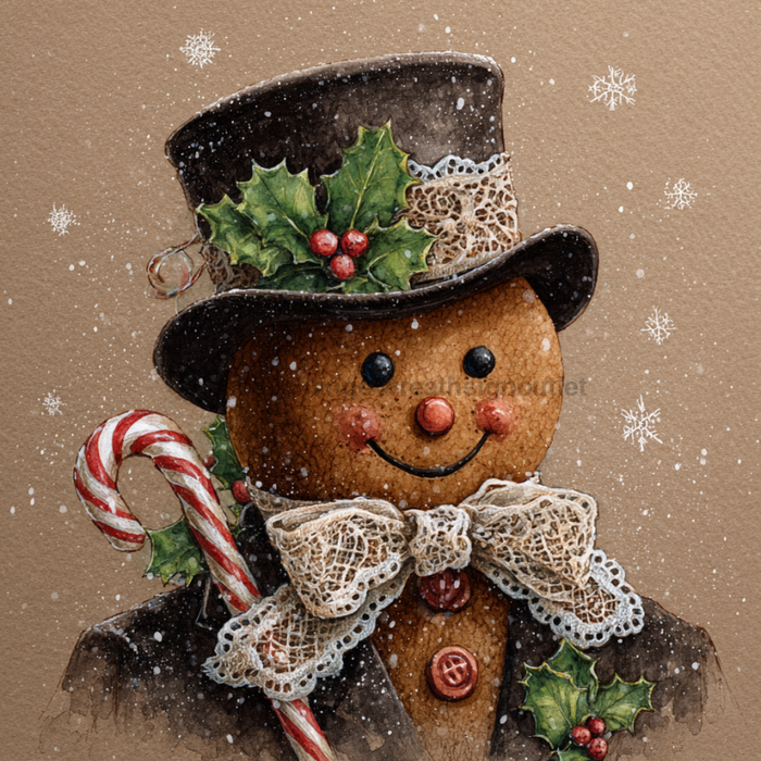 Christmas Gingerbread Sign, DCO-102627, Sign For Wreath, 10x10in Metal Sign