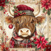 Christmas Highland Cow Sign, DCO-102167, Sign For Wreath, 10x10in Metal Sign