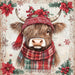 Christmas Highland Cow Sign, DCO-102173, Sign For Wreath, 10x10in Metal Sign