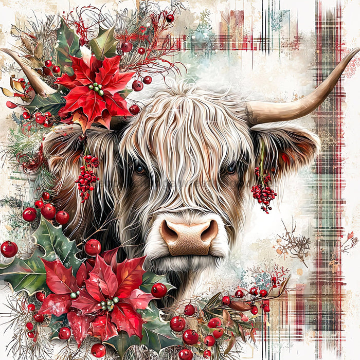 Christmas Highland Cow Sign, DCO-102174, Sign For Wreath, 10x10in Metal Sign