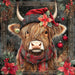 Christmas Highland Cow Sign, DCO-102175, Sign For Wreath, 10x10in Metal Sign