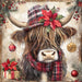 Christmas Highland Cow Sign, DCO-102176, Sign For Wreath, 10x10in Metal Sign