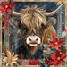 Christmas Highland Cow Sign, DCO-102179, Sign For Wreath, 10x10in Metal Sign