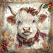 Christmas Highland Cow Sign, DCO-102184, Sign For Wreath, 10x10in Metal Sign