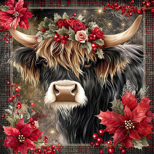 Christmas Highland Cow Sign, DCO-102185, Sign For Wreath, 10x10in Metal Sign