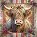 Christmas Highland Cow Sign, DCO-102186, Sign For Wreath, 10x10in Metal Sign