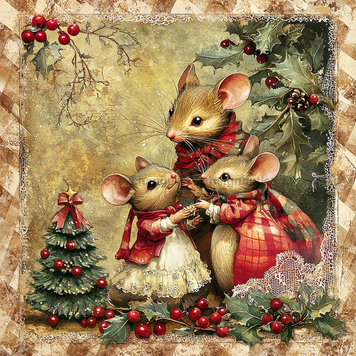 Christmas Mouse Sign, DCO-102451, Sign For Wreath, 10x10in Metal Sign