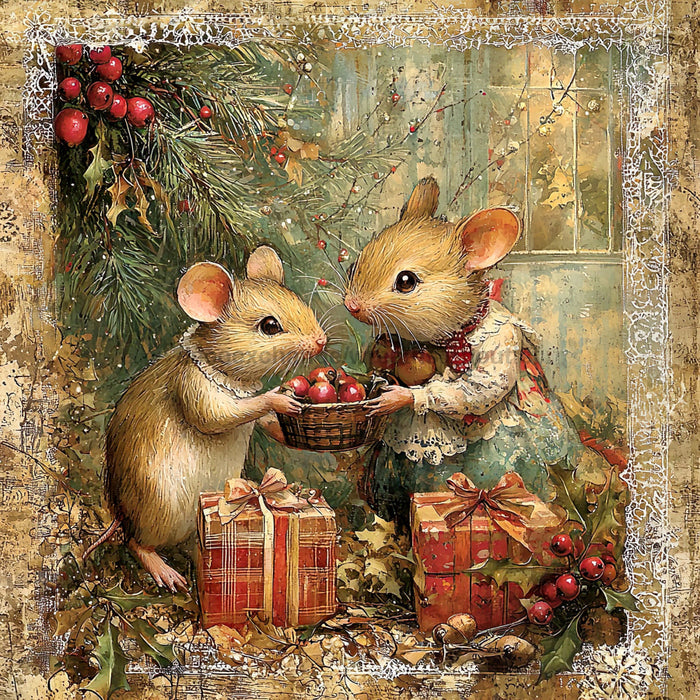 Christmas Mouse Sign, DCO-102459, Sign For Wreath, 10x10in Metal Sign