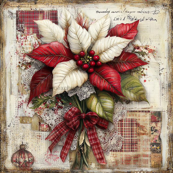 Christmas Poinsettia, DCO-102227, Sign For Wreath, 10x10in Metal Sign