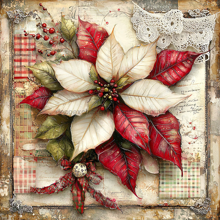 Christmas Poinsettia, DCO-102231, Sign For Wreath, 10x10in Metal Sign
