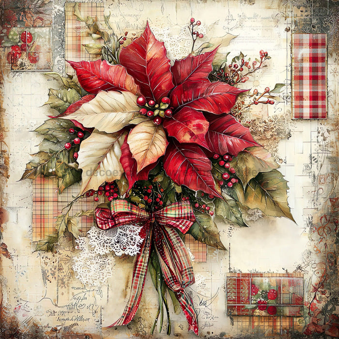 Christmas Poinsettia, DCO-102234, Sign For Wreath, 10x10in Metal Sign