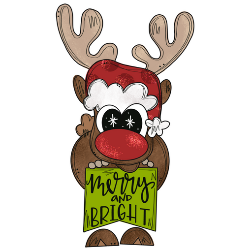 Christmas Reindeer Door Hanger Mj-W-00030 22’ Wood