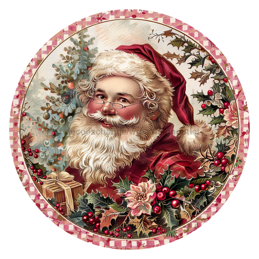 Christmas Santa, DCO-102672, Sign For Wreath, 10" Metal Sign