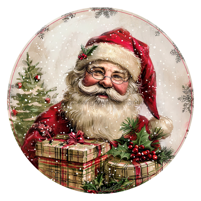 Christmas Santa, DCO-102676, Sign For Wreath, 10" Metal Sign