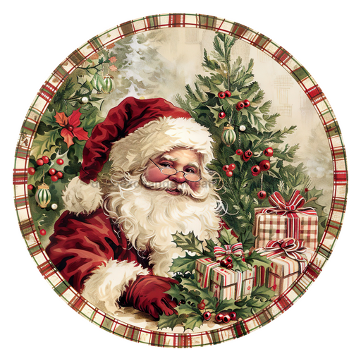 Christmas Santa, DCO-102678, Sign For Wreath, 10" Metal Sign