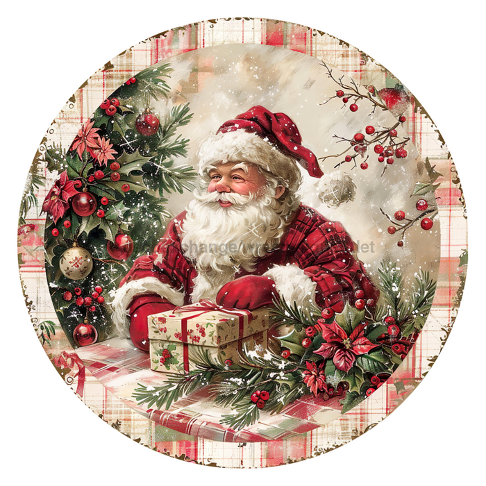 Christmas Santa, DCO-102681-D, Sign For Wreath, 10" Wood Sign