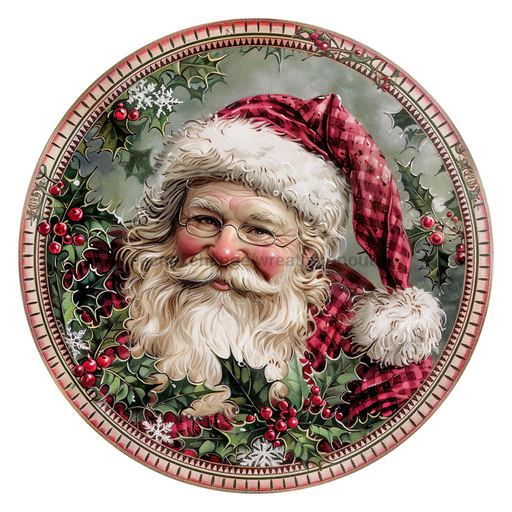Christmas Santa, DCO-102682, Sign For Wreath, 10" Metal Sign
