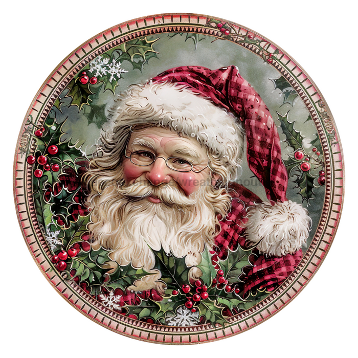 Christmas Santa, DCO-102682, Sign For Wreath, 10" Metal Sign