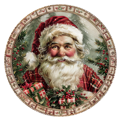 Christmas Santa, DCO-102684, Sign For Wreath, 10" Metal Sign