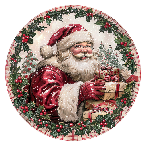 Christmas Santa, DCO-102686-D, Sign For Wreath, 18" Door Hanger