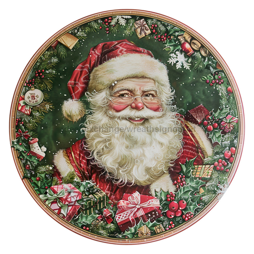 Christmas Santa, DCO-102687, Sign For Wreath, 10" Metal Sign