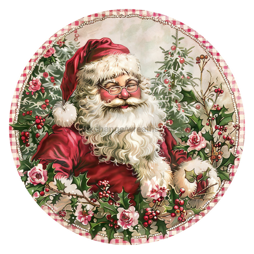 Christmas Santa, DCO-102689, Sign For Wreath, 10" Metal Sign